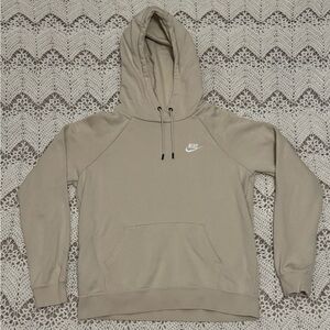 Nike Cream Women’s Size Medium Hoodie Drawstrings Elastic Waist Embroidery